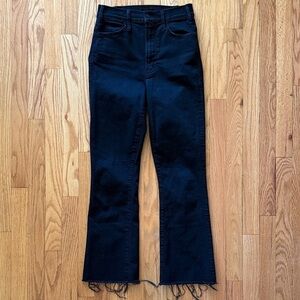 Mother sz 25 Hustler Ankle fray Black Flared Jeans raw edge great cond black